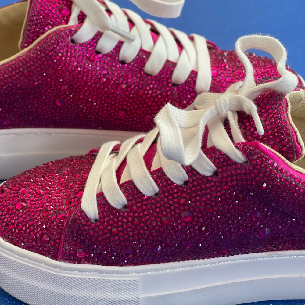 Betsey Johnson Fuchsia Sidny Sneaker Sparkle Rhinestone